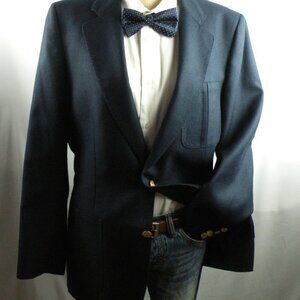 Vintage 80's Lanvin 42R Navy Blue Gold Logo Buttons